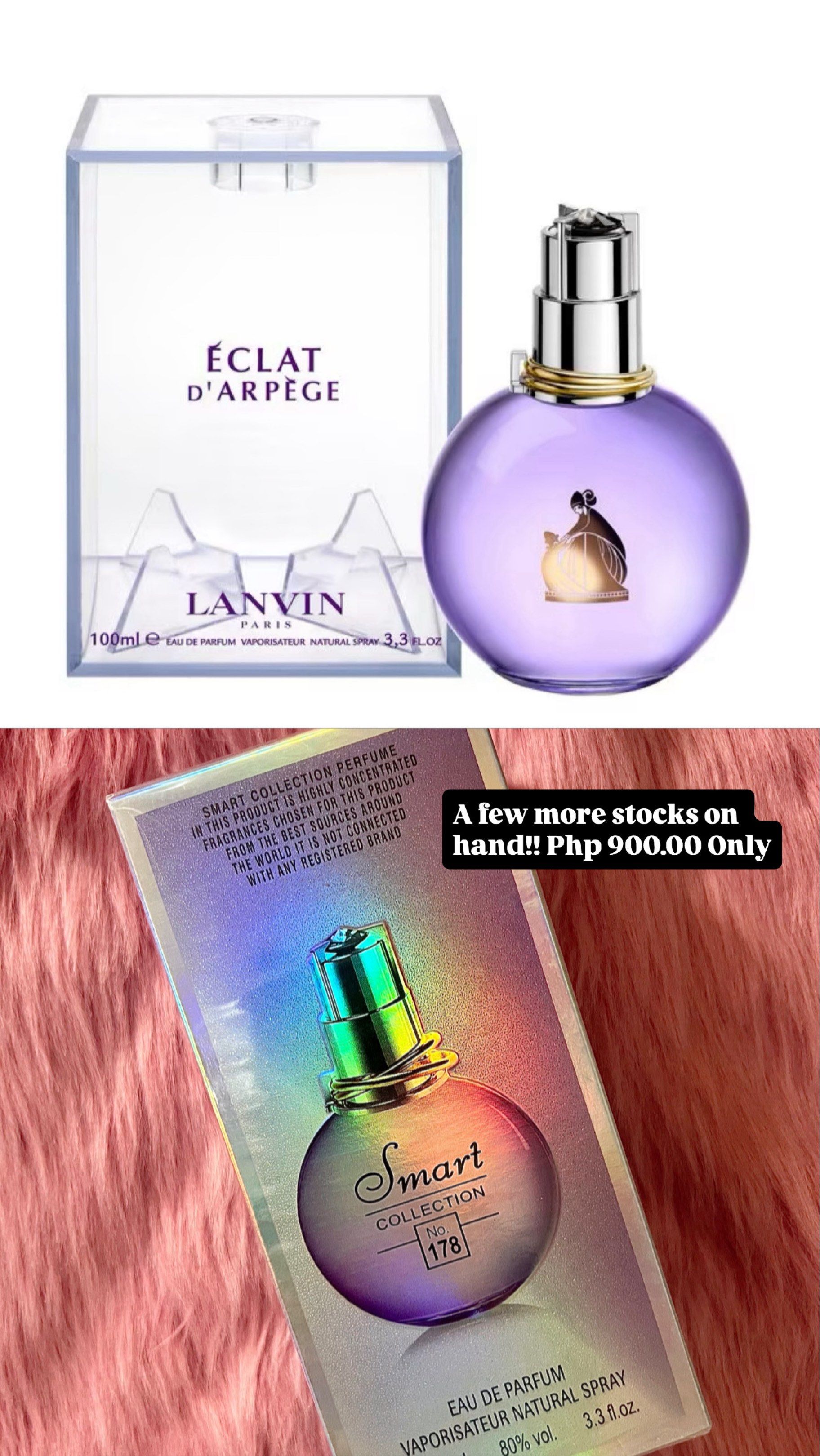 Smart Collection No.: 178 (Category: Fragrance & Deodorants) located in Pasig City. Submitted by bashadp (Listing ID 1421042357, Image 2). Description: On hand & ready to ship! 😍🏍️ Smart Collection No. 178 Inspired by 178 – Lanvin Éclat Open for Layaway From UAE |💯 Authentic 📍Pasig #fypviral #perfumes #OilBasedPerfume #FragrancePH #perfumesph #Eclat #smartcollection #giftideas #womensperfume.