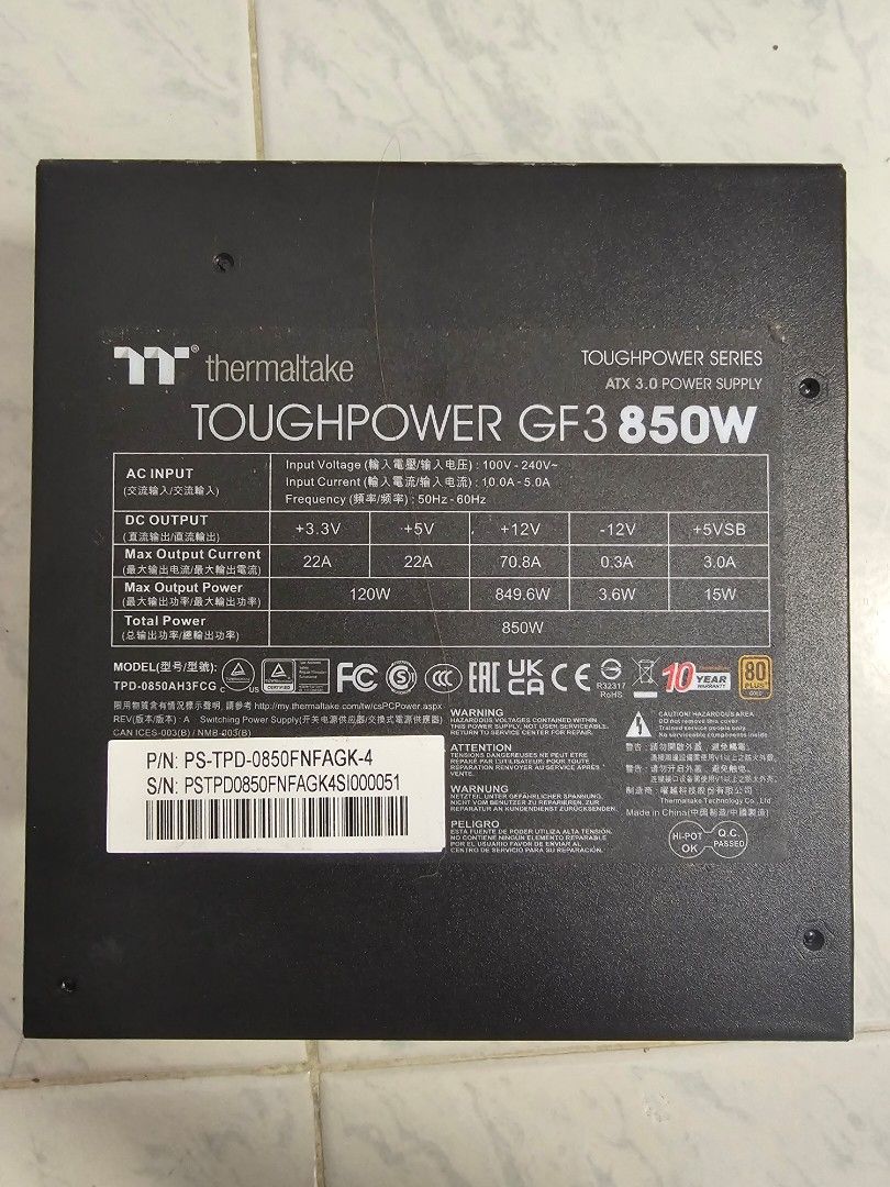 Thermaltake Toughpower GF3 850W Power Supply