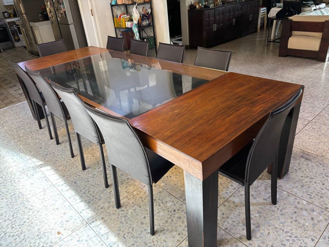 10-12 Seater Dining Table - Solid Narra Slab Top with Solid Kamagong Legs (Category: Tables & Sets) located in Quezon City. Submitted by robbie923 (Listing ID 1421193070, Image 1). Description: Dining Table 10-12 seater solid Narra slab top with solid Kamagong legs with inset tempered glass top * chairs not included * negotiable Dimensions: 300 cm L x 110 cm W x 76 cm H (30 in H) -------- QC Area Payment: BPI (preferred) / GCash / payment on pick