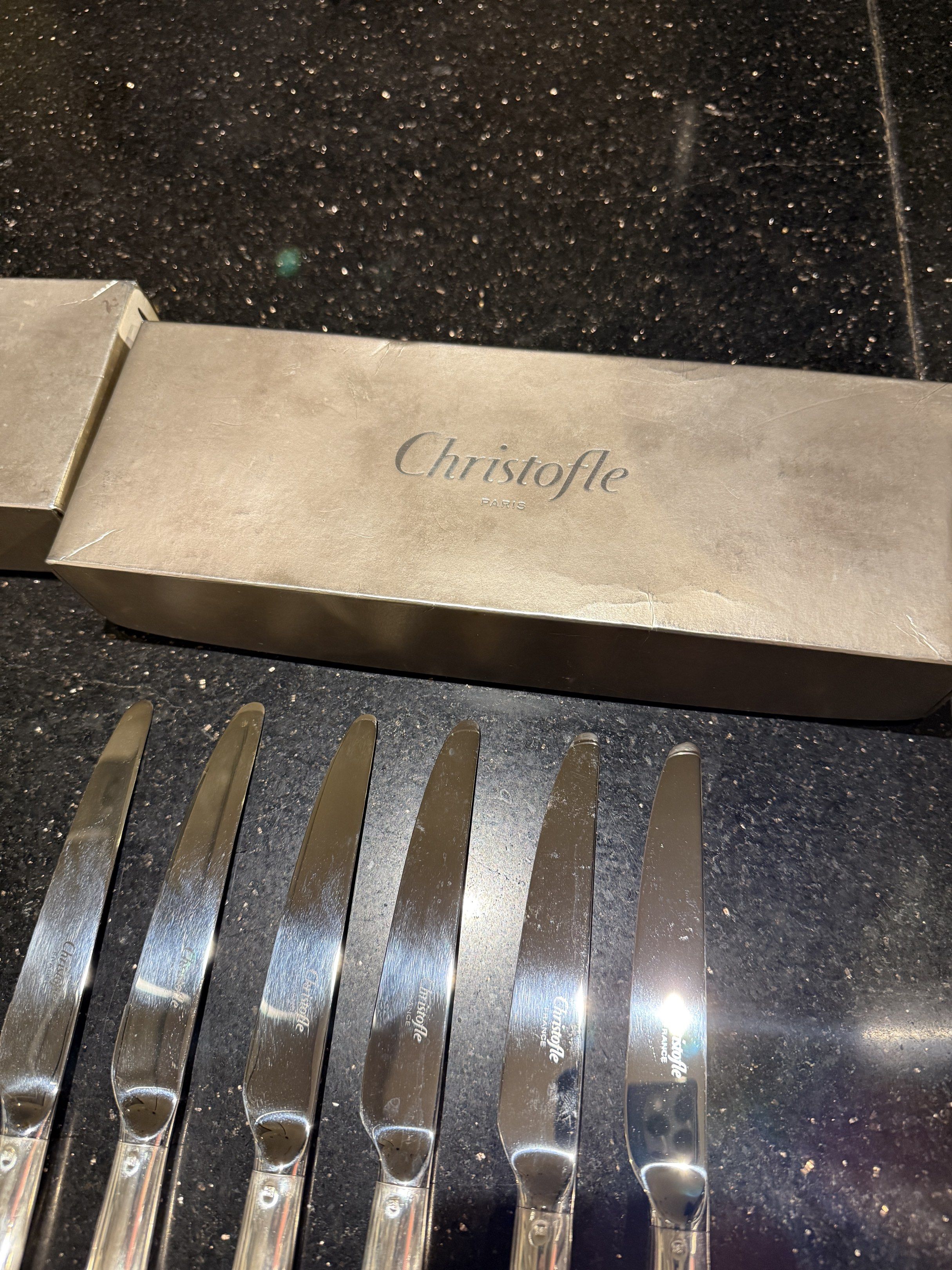 Authentic Brand New 26 Piece Christofle Paris Silverware Set (Category: Dinnerware & Cutlery) located in Makati City. Submitted by awoft17 (Listing ID 1421239433, Image 1). Description: Brand New Authentic 24 Piece Christofle Paris Mood Silverware Set from France Unused and untouched still, in it’s original packaging. One spoon and one fork were taken out of the package a while back to inspect. But so far there are no other issues. The whole set 