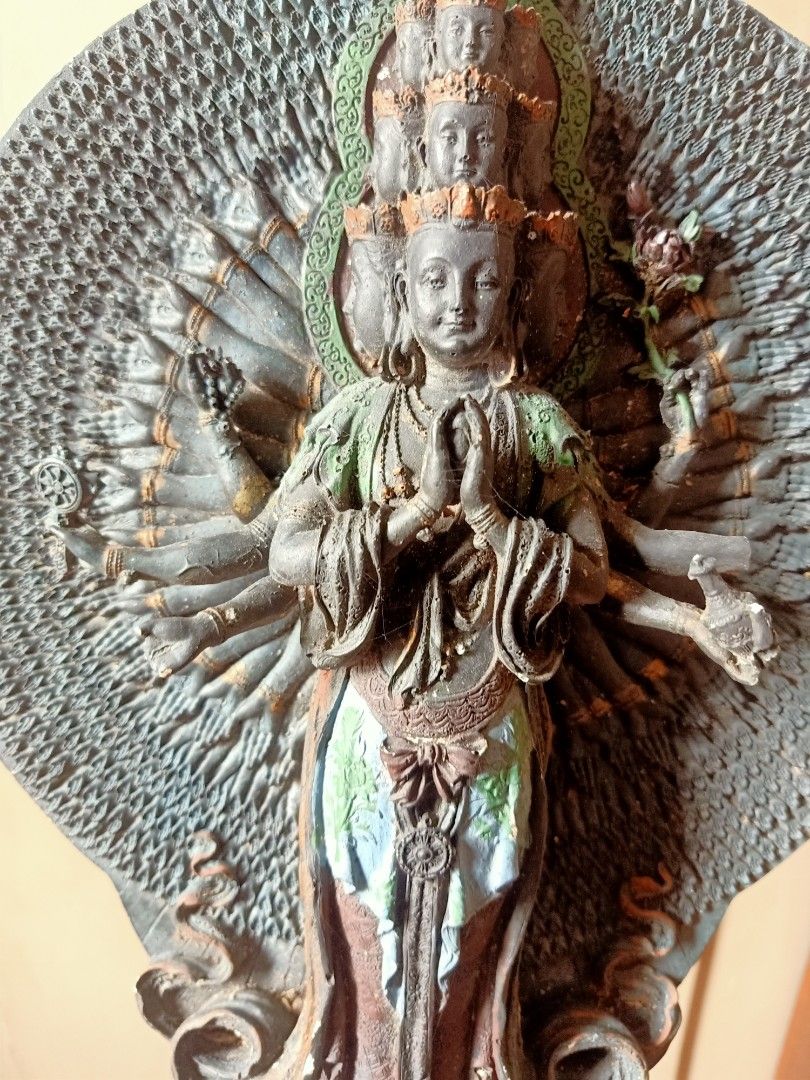 Avalokiteshvara Statue (Category: Religious Items) located in Las Pinas. Submitted by the_recycle_shop (Listing ID 1421150373, Image 2). Description: 12 inches tall Made of ceramic resin 1 missing hand sallin as is.