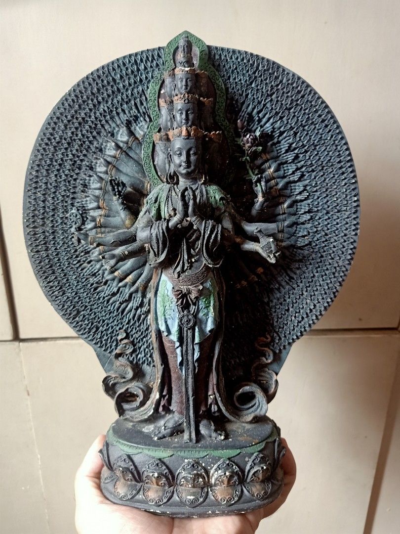 Avalokiteshvara Statue (Category: Religious Items) located in Las Pinas. Submitted by the_recycle_shop (Listing ID 1421150373, Image 1). Description: 12 inches tall Made of ceramic resin 1 missing hand sallin as is.