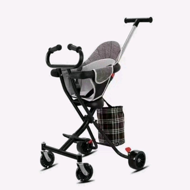 Baby Stroller with Basket (Category: Strollers) located in Quezon City. Submitted by anghies_shop (Listing ID 1421257538, Image 1). Description: - Comfortable gray and white seat - Sturdy black frame and wheels - Easy-to-maneuver handle - Convenient storage basket - Foldable for easy storage and transport - Includes a front bar for the baby to hold.