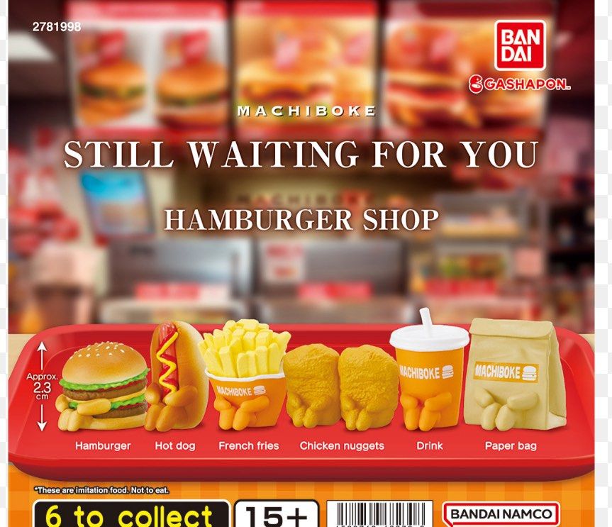 Bandai Machiboke Hamburger Shop Figure - Drink (Category: Designer & Blind Box Toys) located in Malabon City. Submitted by heymainelee (Listing ID 1421271019, Image 1). Description: - Bandai Machiboke Hamburger Shop figure - Drink item from the collection - Includes original capsule and packaging - Approximately 2.3 cm tall - Miniature figure (not real food) AVAILABLE: drinks 1pc takeout bag 1pc.