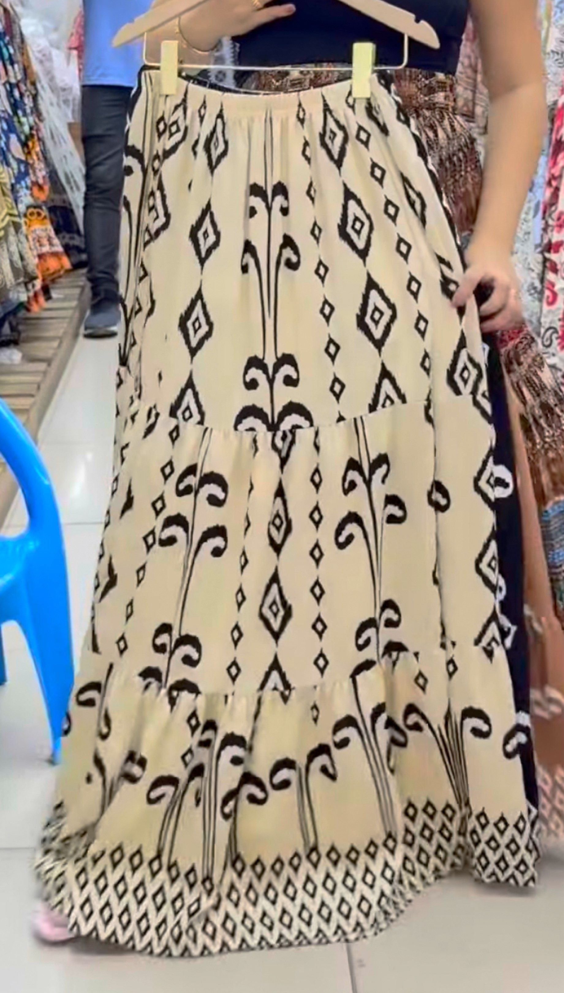 BKK Bohemian Maxi Skirt (Category: Skirts) located in Pasig City. Submitted by feloise08 (Listing ID 1421232857, Image 1). Description: - Cream-colored maxi skirt - Length: 40 inches - Freesize, fits small to large frames (garterized waist) - Soft linen cotton - Lightweight and flowy fabric - Perfect for beach trips - Bought in BKK from pasabuy Rfs: too long pala for me, perfect siya for 5’4 to 5’8 girlies #boho #bohoskirt #maxiskirt #beach #summ