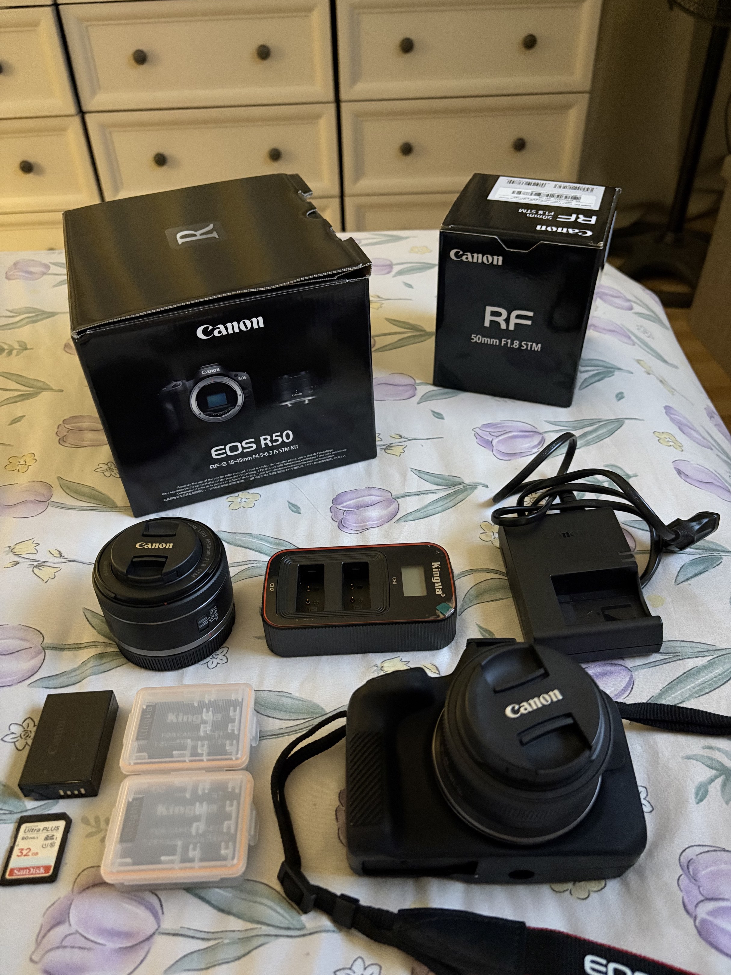 Canon EOS R50 with Kit Lens + 50mm Lens, Photography, Cameras on Carousell