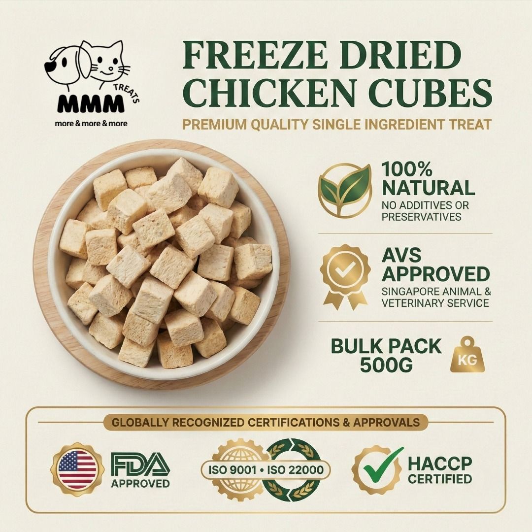 Chicky Bites! Premium Freeze-Dried Chicken Cubes (500g Bulk Pack), Pet ...