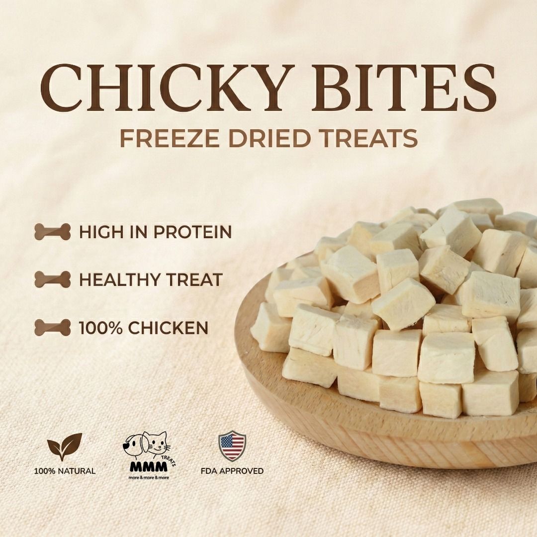 Chicky Bites! Premium Freeze-Dried Chicken Cubes (500g Bulk Pack), Pet ...
