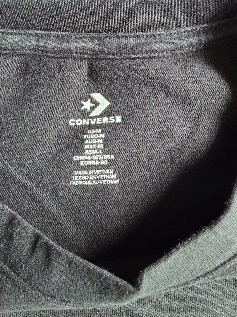 Converse Long Sleeve Shirt Sz. L (Category: Longsleeves) located in Manila. Submitted by mt.everest (Listing ID 1421136148, Image 1). Description: - Black Converse long sleeve shirt crop top - Size: L (21" width x 19" length) - Features Converse logo on chest and sleeve - Made in Vietnam - Material: 100% cotton - Includes care instructions - Used 3x. Not thrifted.