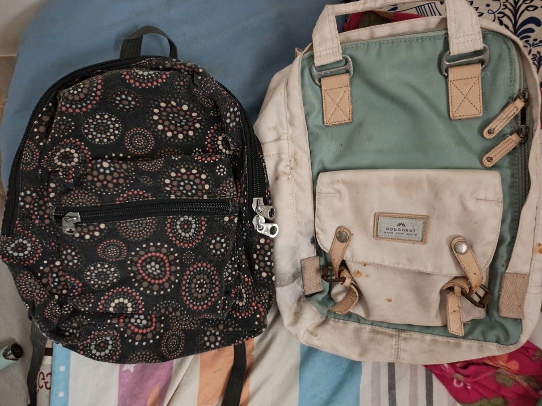 Doughnut Backpack and Patterned Backpack (Category: Backpacks) located in Teresa. Submitted by simonscorner (Listing ID 1421174379, Image 1). Description: Take all 800 If retails here's the price for each items: ‎ ‎4 shades brow pallet unused 100 ‎Vans leather shoes size 9 200 ‎Converse leather shoes size7 200 ‎‎Ladies shoes size7 100 ‎Authentic adidas floral suit 500 ‎School bags 100 each.