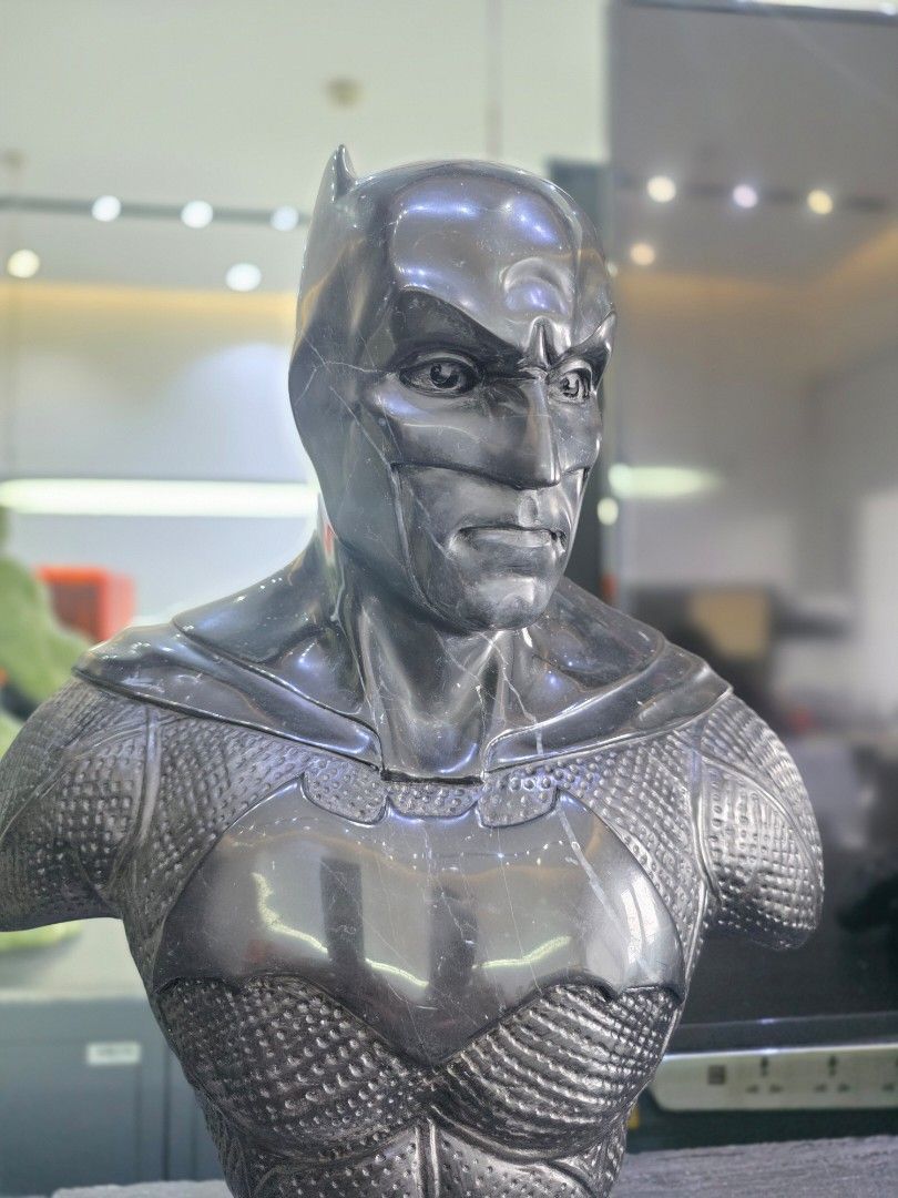 Hand Carved Batman Bust Statue in Solid Nero Marquina Marble (Category: Figurines & Statues) located in Mandaluyong City. Submitted by lbear29 (Listing ID 1421129475, Image 3). Description: Hand carved from a single block of marble with exceptional details - Collector's item - One of a kind Marble fan art - Batman bust statue - Features a detailed design of Batman's suit and cowl - Depicts the head and upper torso - Presented on a round base - Pe