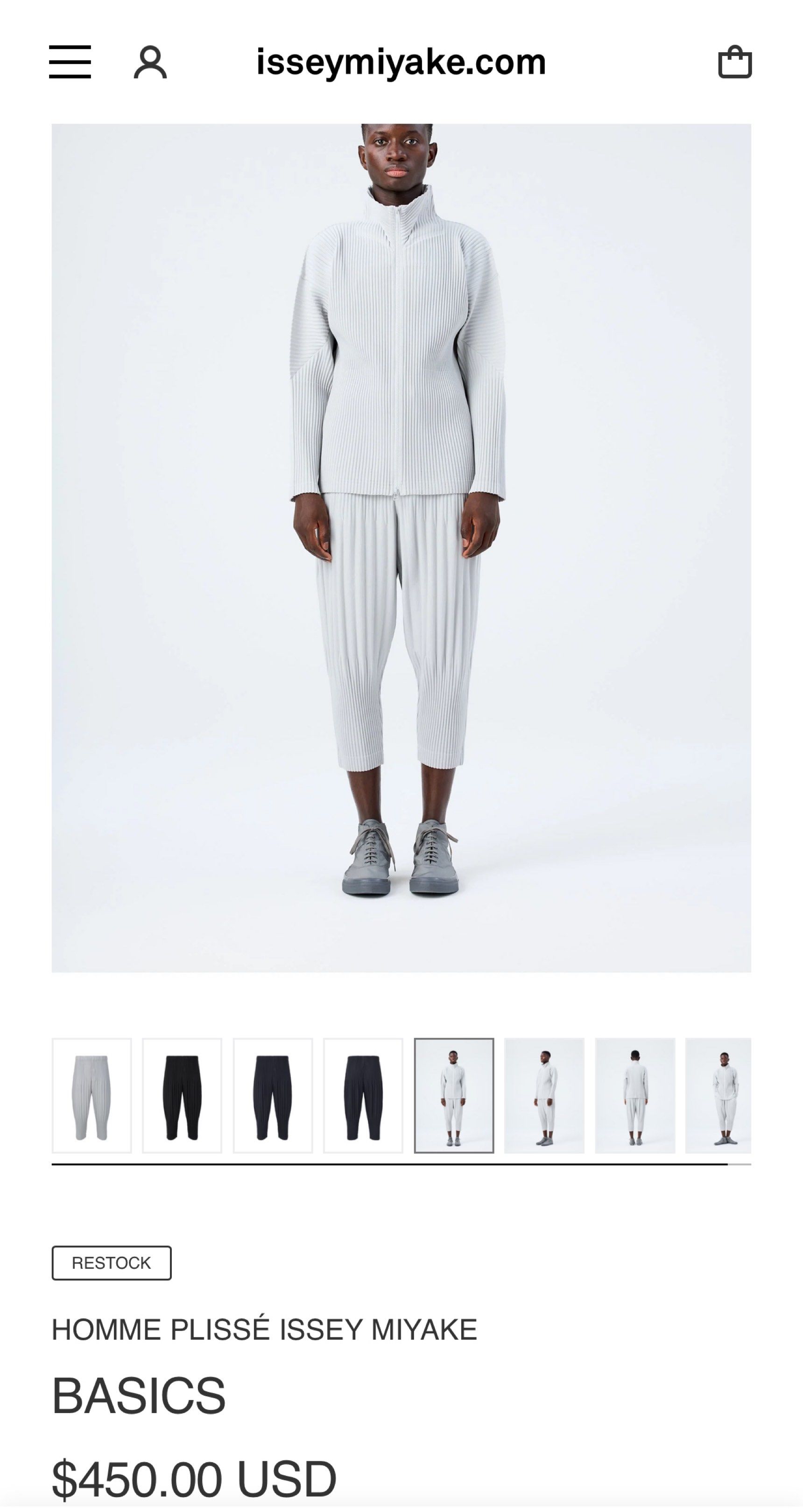 Homme Plisse Issey Miyake (Category: Trousers) located in Makati City. Submitted by tp8904 (Listing ID 1421286175, Image 1). Description: Homme Plissé Issey Miyake Cropped Pants – Light Gray (Never Used) • Brand: Homme Plissé Issey Miyake • Color: Light Gray • Size: 2 • Condition: Never used, excellent condition • Signature pleated fabric • Cropped length for a modern, tailored silhouette Iconic Homme Plissé pants known for comfort, flexibility, 