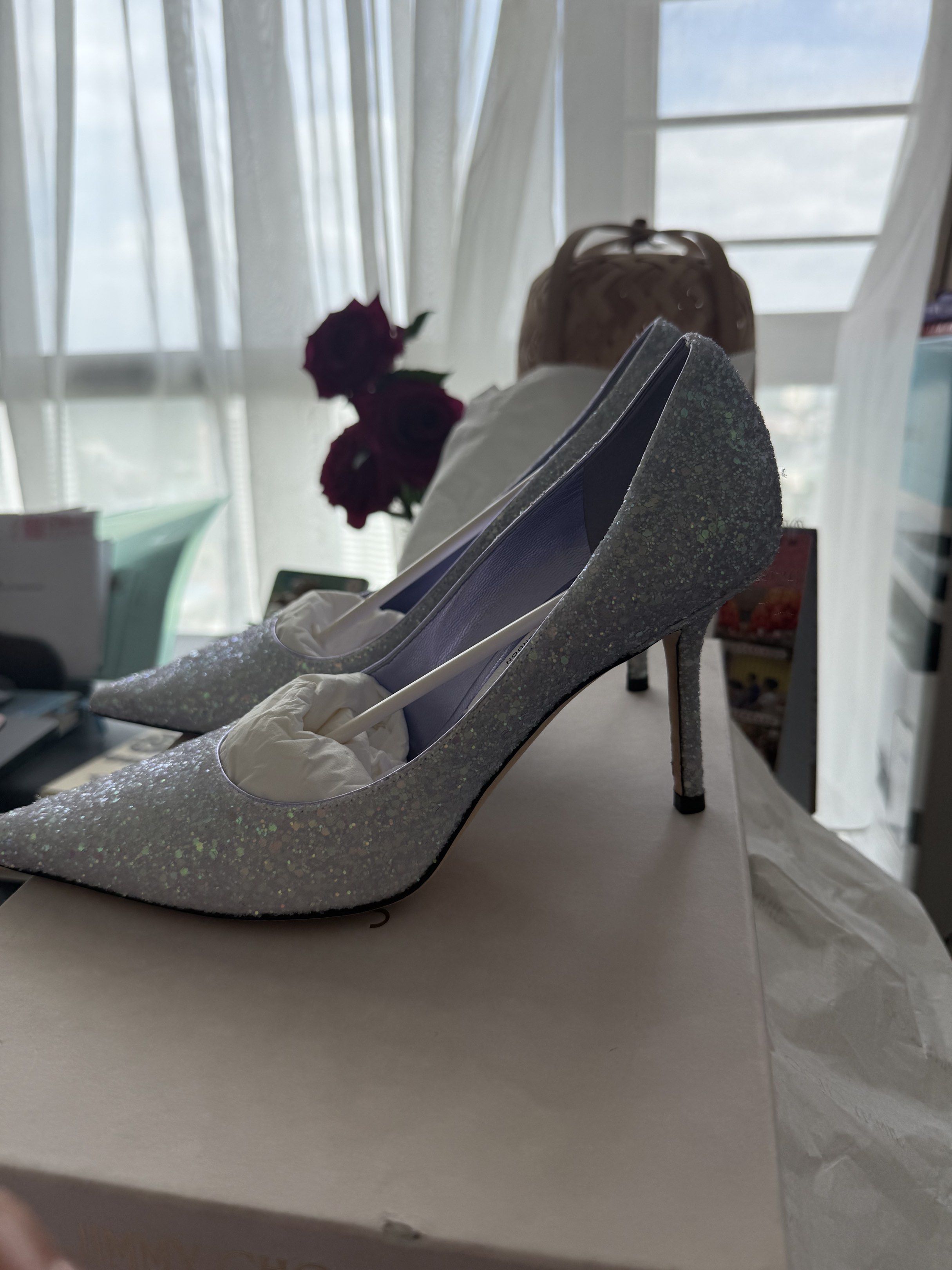 Jimmy Choo Love 85 Glitter Heels (Category: Heels) located in Quezon City. Submitted by imgrace14 (Listing ID 1421160307, Image 3). Description: Im Selling my Wedding Shoes. Yes, Authentic and original from the Shop! Worn once only for 2 hrs only Size 39 All complete. Dustbag, paperbag, box, cards. Like new! Its pretty in person. Slightly nego but no low baller. .