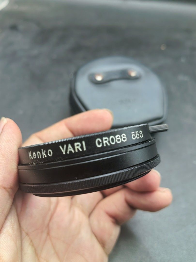 Kenko Vari-Cross 55S Vintage Camera Lens Filter (Category: Other Photography Accessories) located in Cebu City. Submitted by dudes_villanueva (Listing ID 1421245634, Image 3). Description: Kenko Vari-Cross 55S Vintage Camera Lens Filter. 📸It is designed to create a cross-screen effect on light sources in photographs. 📸The filter has a diameter of 55mm. 📷It comes with a protective case. 📸Has 2 white dust specs. See last pic. Sold as is. .