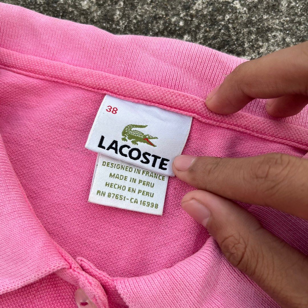 Lacoste Pink Polo Shirt (Category: Tshirts & Polo Shirts ) located in Manila. Submitted by gt.2k (Listing ID 1421275480, Image 3). Description: LACOSTE FOR WOMENS (OFF) COLOR RATE 8/10 DIMES: 16.5 x 23.5 CONDITION: GOOD ISSUE: FADED COLLAR.