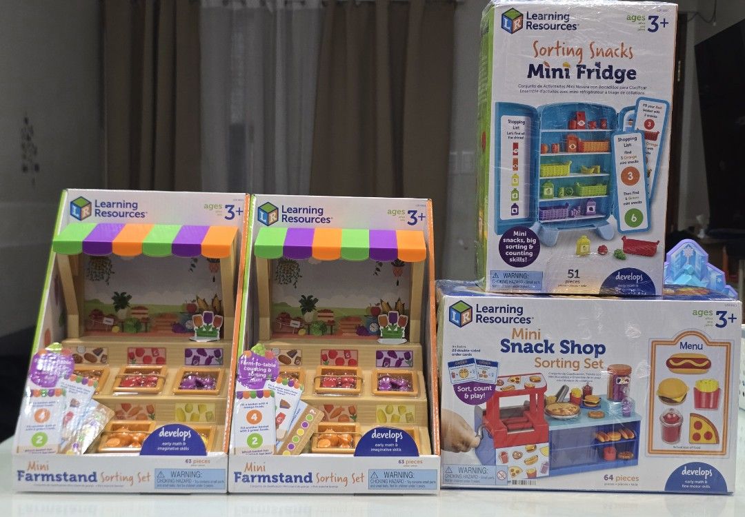 Learning Resources Mini Farmstand/Snack Shop/Fridge Sorting Set (Category: Kids Toys) located in Imus. Submitted by chie0308 (Listing ID 1421272685, Image 1). Description: Learning Resources Mini Farmstand Sorting Set - P1,299 Mini Snack Shop Sorting Set - SOLD Sorting Snacks Mini Fridge - SOLD.