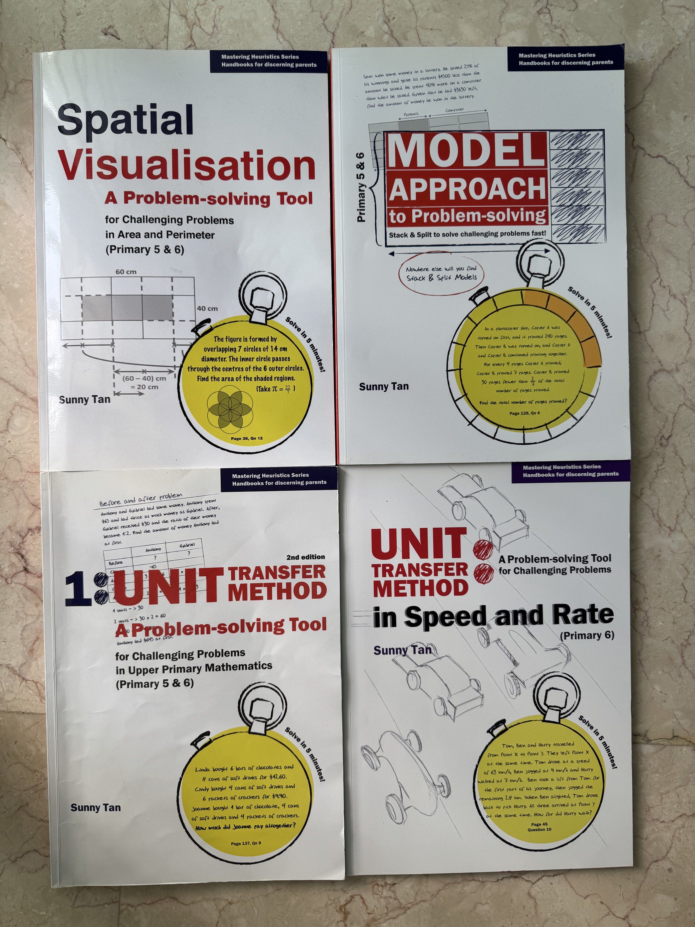 Advanced math workbooks for primary 5 and 6.