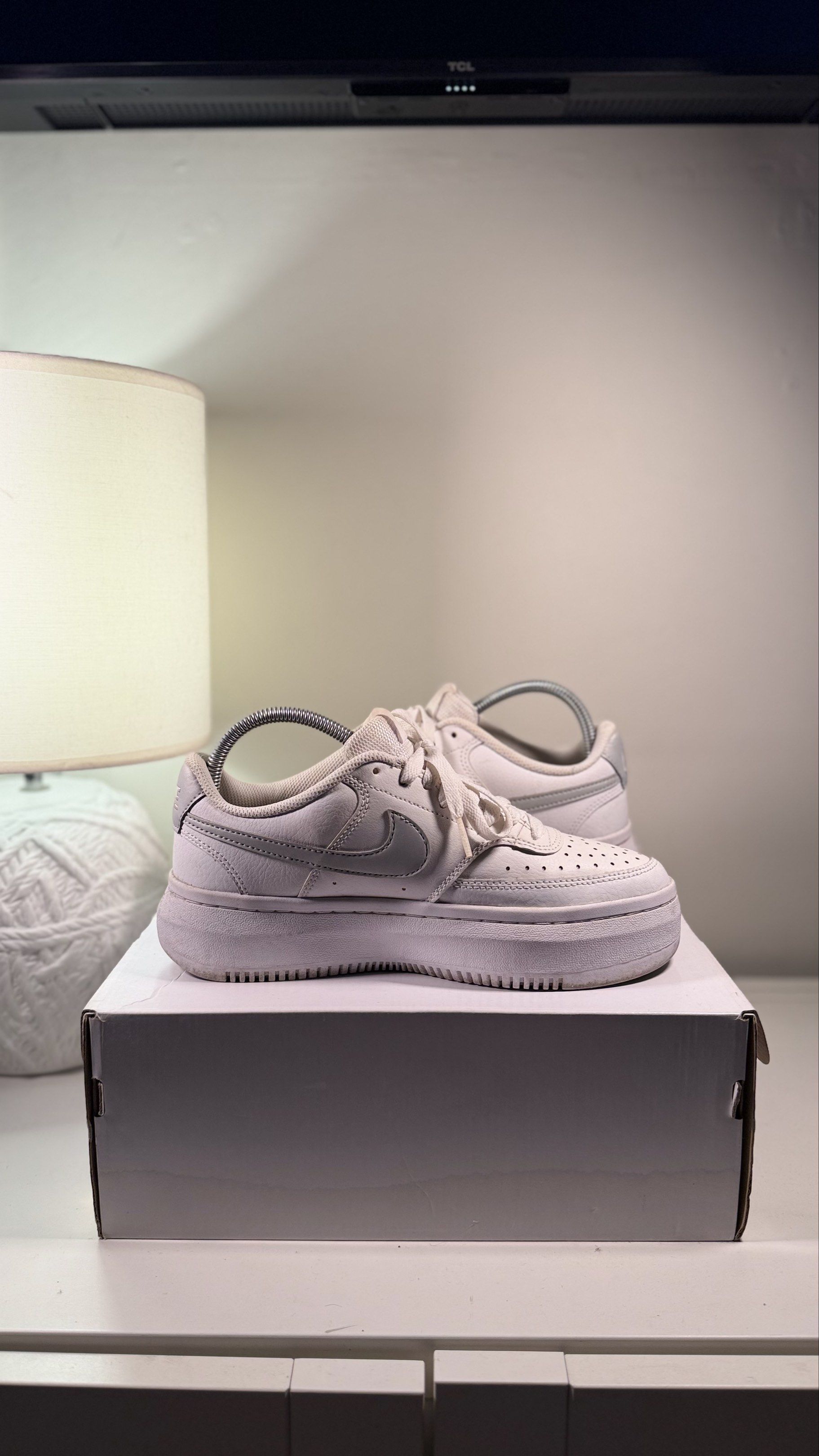 Nike Court Vision Alta (Category: Sneakers) located in Taguig. Submitted by secondbyyen (Listing ID 1421190316, Image 2). Description: Item: Court Vision Alta Brand: Nike Size: US 8.5, EUR 40 Actual color: White & gray Condition: Preloved w/o issue Price: 1700php 📍Don Bosco, Parañaque.