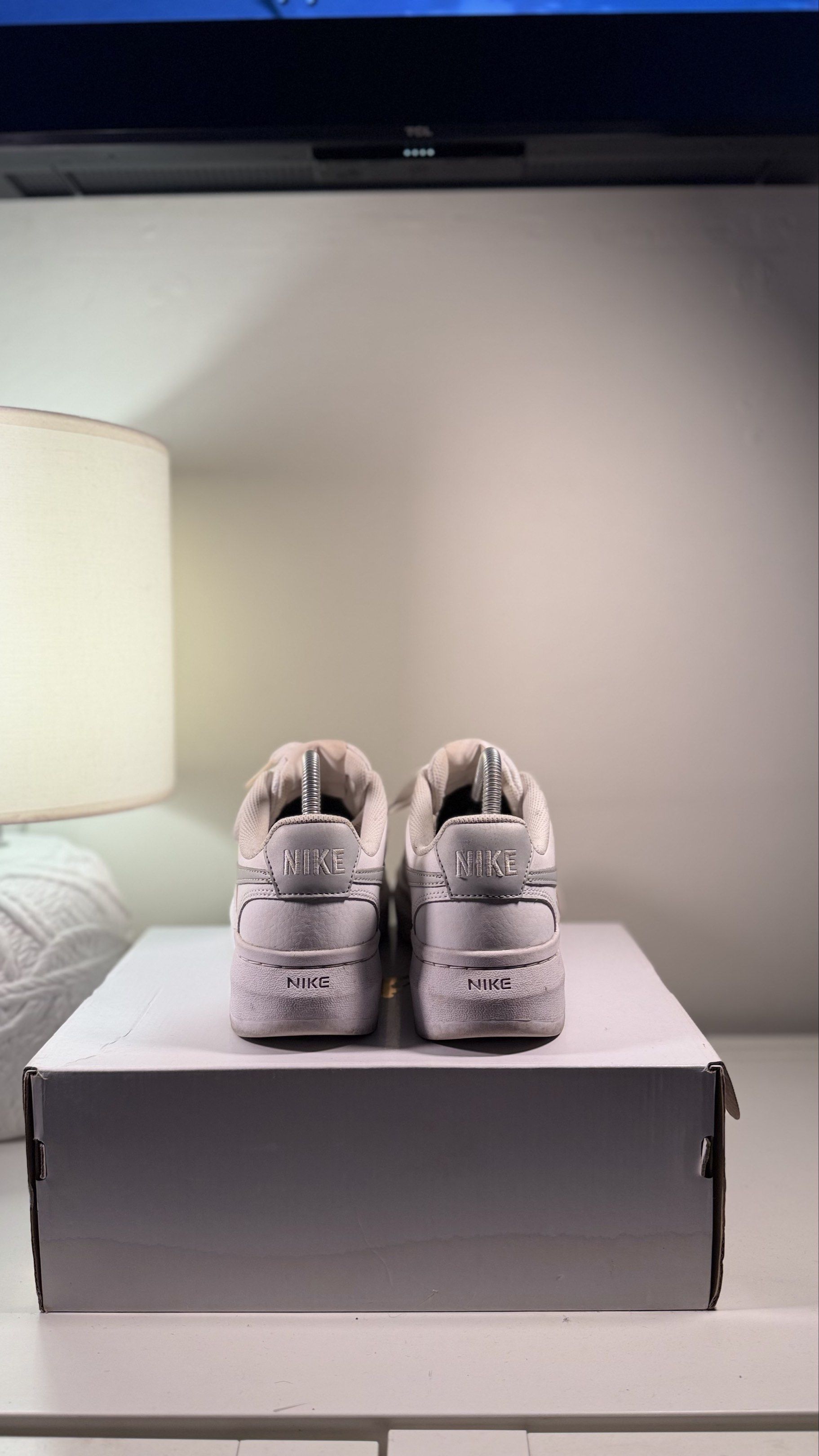 Nike Court Vision Alta (Category: Sneakers) located in Taguig. Submitted by secondbyyen (Listing ID 1421190316, Image 3). Description: Item: Court Vision Alta Brand: Nike Size: US 8.5, EUR 40 Actual color: White & gray Condition: Preloved w/o issue Price: 1700php 📍Don Bosco, Parañaque.