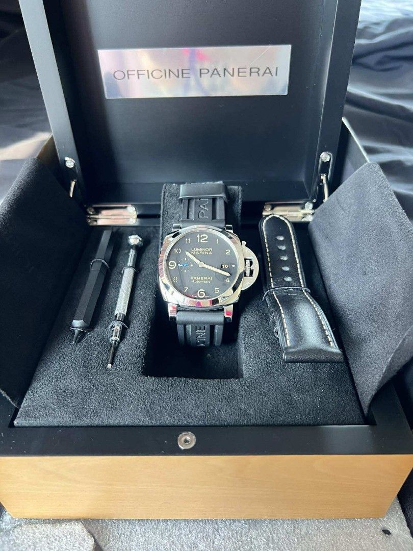 Officine Panerai Luminor Marina (Category: Luxury Watches) located in Mandaluyong City. Submitted by amps.ae (Listing ID 1421282765, Image 2). Description: Condition : Pristine, Used few times on occasion only. Inclusions : complete box and extra strap as shown in photo Authentication : Meet up at reputable shop of your choice in or nearby Makati. .