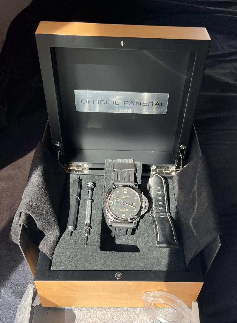 Officine Panerai Luminor Marina (Category: Luxury Watches) located in Mandaluyong City. Submitted by amps.ae (Listing ID 1421282765, Image 3). Description: Condition : Pristine, Used few times on occasion only. Inclusions : complete box and extra strap as shown in photo Authentication : Meet up at reputable shop of your choice in or nearby Makati. .