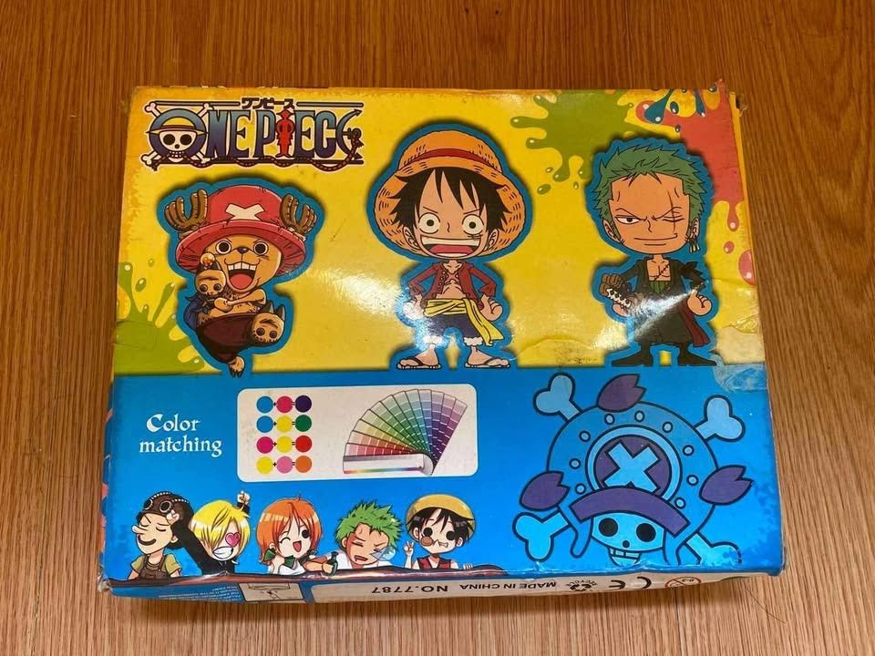 One Piece Ceramic Painting Set (Category: Art & Prints) located in Teresa. Submitted by baratolang234 (Listing ID 1421135945, Image 3). Description: One Piece ceramic painting set includes three figurines and paint pots with brushes. The set features Luffy on the box. The figurines are unpainted and ready for customization. The paint colors include red, yellow, blue, green, white, and black. It is suitable for ages 3 and up..