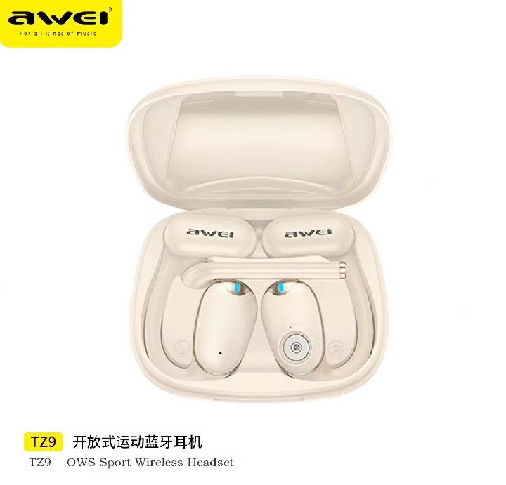 ORIGINAL Awei TZ9 OWS Sport Wireless Headset (Category: Headphones & Headsets) located in Manila. Submitted by iliasjen (Listing ID 1421283934, Image 2). Description: TZ9 OWS Wireless Earphones with Microphone Bluetooth 6.0 Open Ear Ear Hook Earbuds with mouthpiece HiFi Stereo ENC Noise Cancellation IPX4 Waterproof Earpiece with Detachable Label Pole for Singing Live Steams.