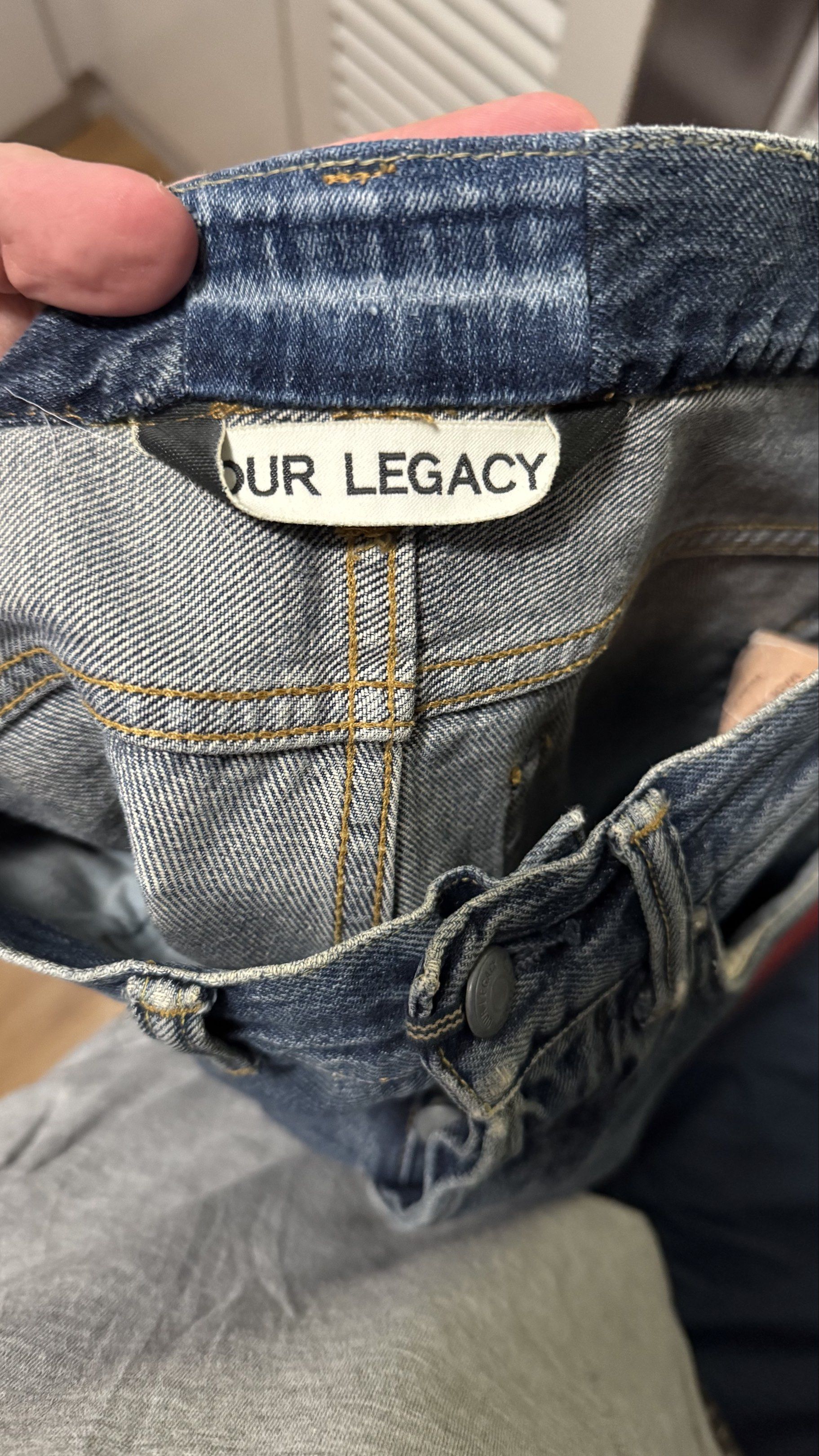 Our Legacy First Cut Denim Jeans (Category: Jeans) located in Quezon City. Submitted by curatedbyenzo (Listing ID 1421238851, Image 3). Description: The silhouette fits like a Levi’s 501 In very good condition Waist: 29’in Overall length: 39’in Rise: 10’in Thigh: 10’in Leg opening: 7’in.