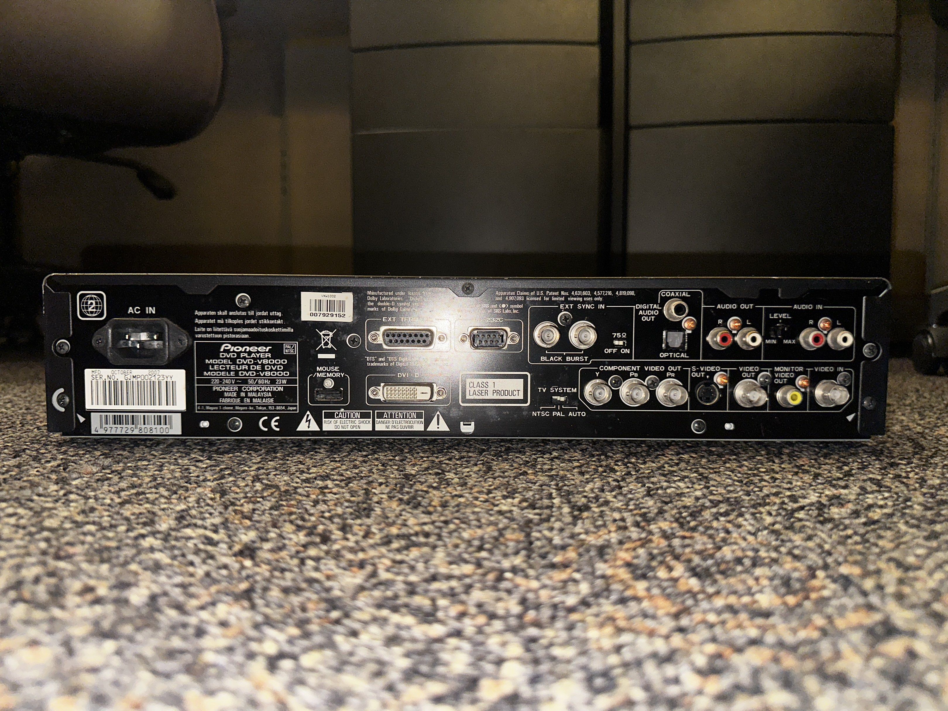 Dvd Player Component Output Pioneer DVD Player DVD-V8000, TV & Home Appliances, TV & Entertainment ...