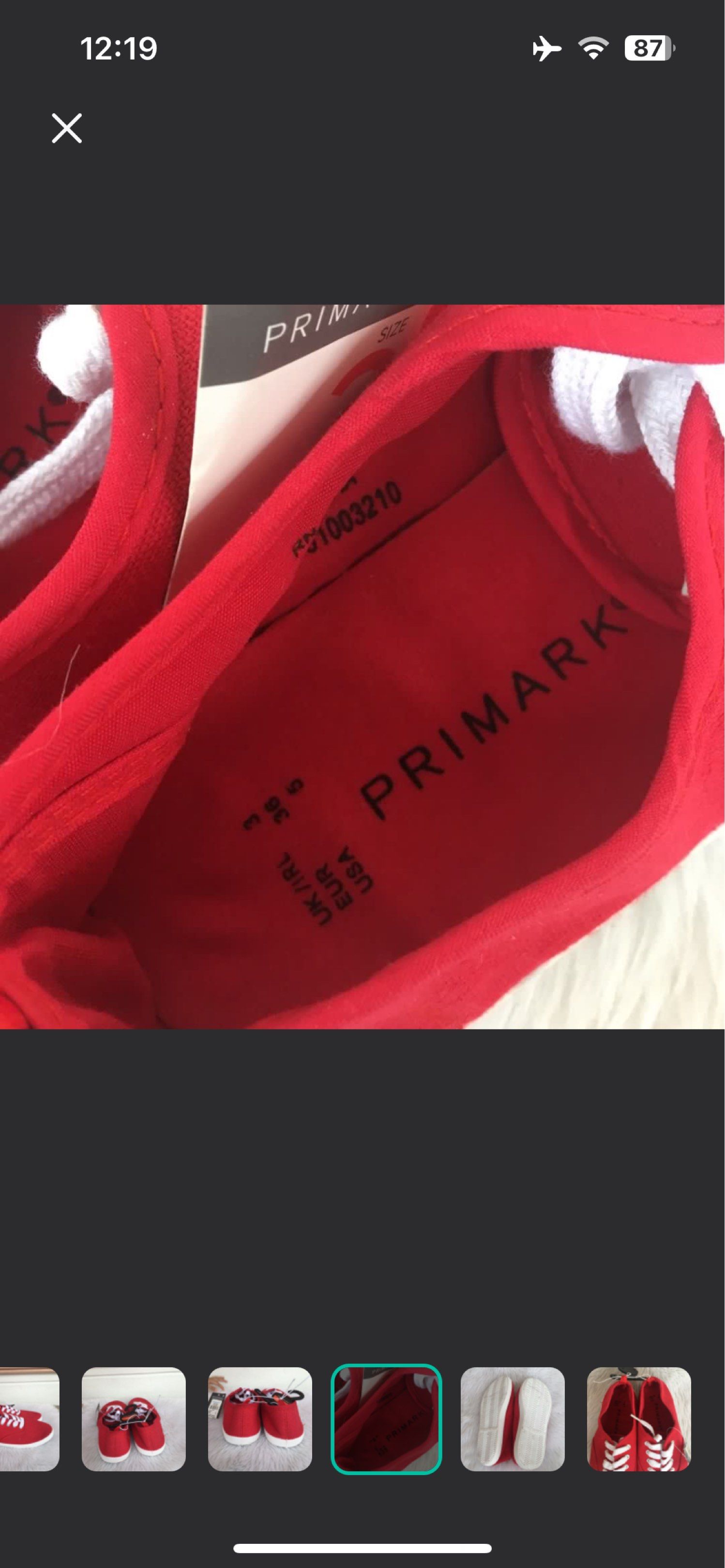 Primark Red Canvas Shoes - size 6 (Category: Flats & Sandals) located in Sorsogon. Submitted by lilkomfylooksbybella (Listing ID 1421151931, Image 3). Description: - Primark red canvas shoes - Size: UK/US 6 - White laces and sole - New with tags - Clean, unworn soles - Perfect for everyday wear from London Size: 6.