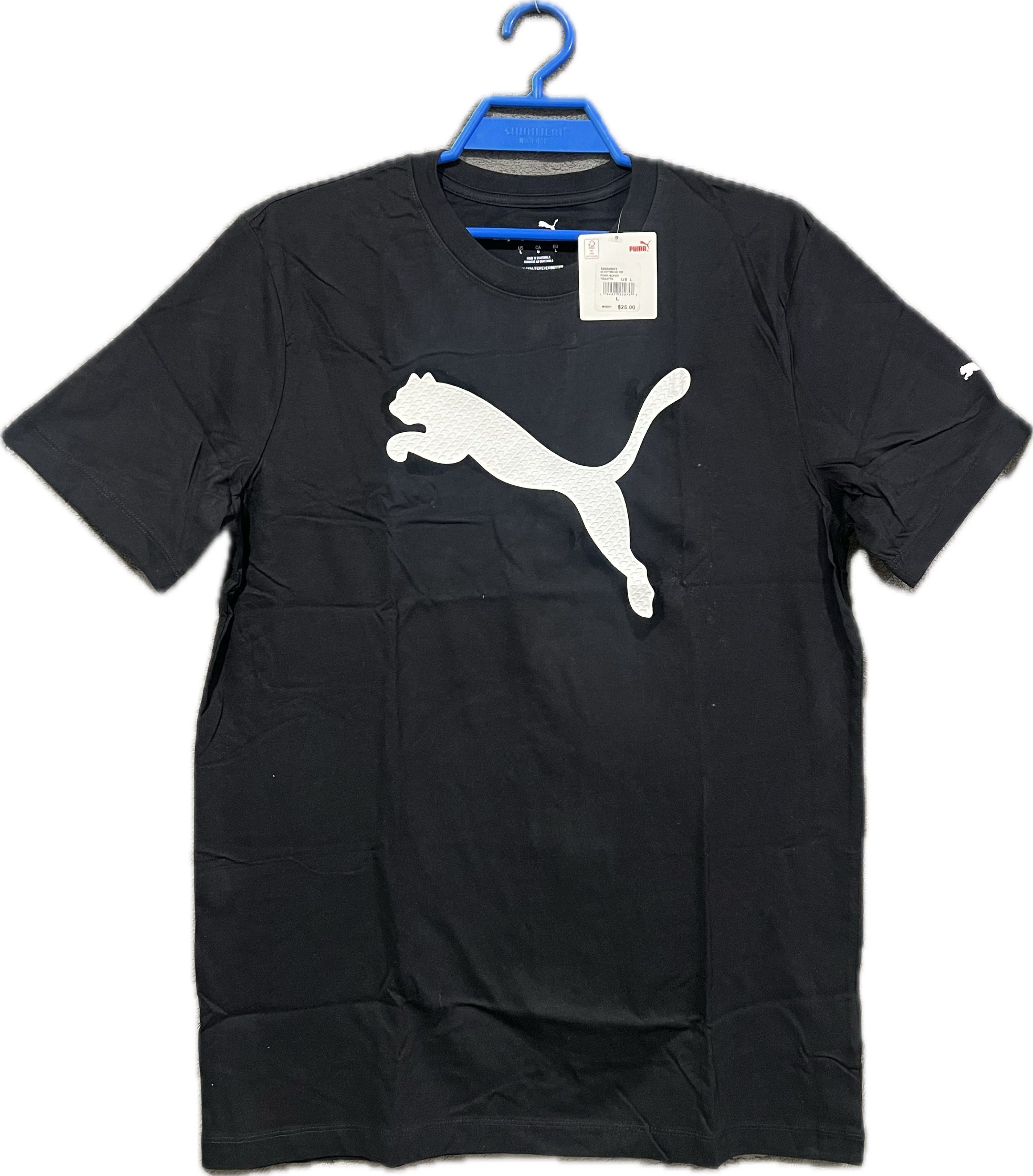 Puma Black T-shirt with Logo (Category: Tshirts & Polo Shirts ) located in Cebu City. Submitted by kwensy (Listing ID 1421185548, Image 1). Description: Minor stains may be present on some items due to long-term storage/folding. Size: US Large.