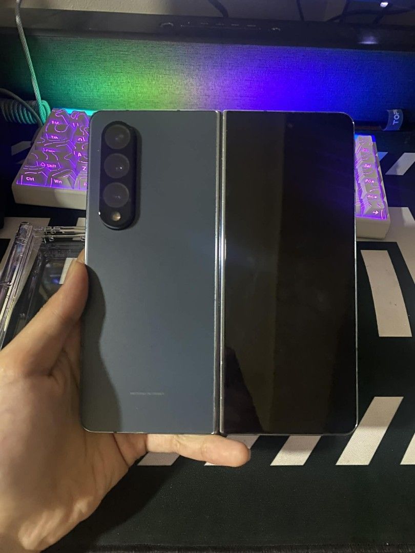 Samsung Galaxy Z Fold 4 (Category: Samsung) located in Manila. Submitted by summerstyled (Listing ID 1421186213, Image 1). Description: - Samsung Galaxy Z Fold 4 - Blue color - Foldable screen - Triple camera setup with dslr - Includes spen -dual sim smart 1st sim, 2nd sim FU -lady owned -can be used as a tablet, computer all in one -open for swap or sale.