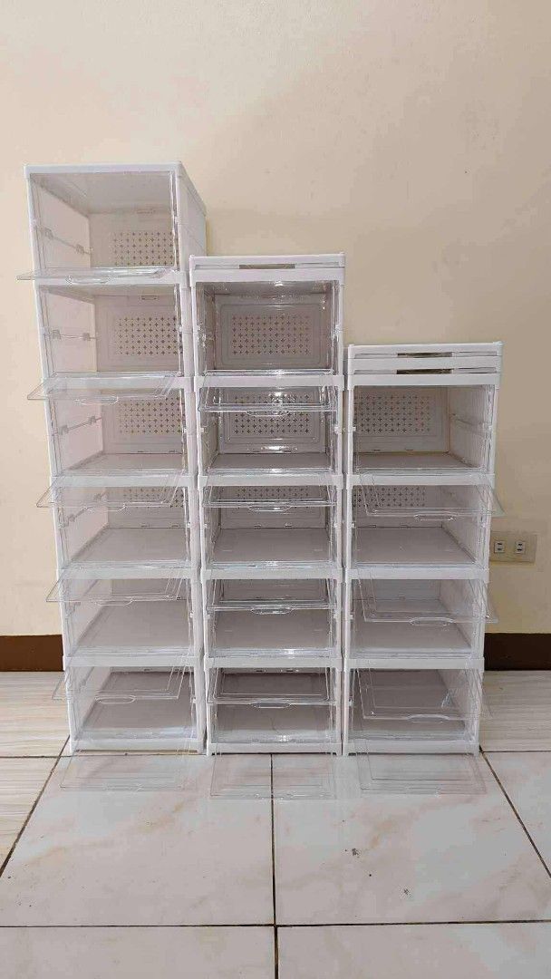 Stackable Shoe Organizer (Category: Storage Boxes & Baskets) located in Pasig City. Submitted by tricia_qls (Listing ID 1421252023, Image 2). Description: 6 layer stackable shoe rack Onhand COD + Delivery fee Same day delivery Message for fast transaction 📩.