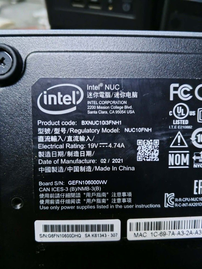 30PCS INTEL NUC I3 10TH GEN MINI PC (Category: Desktops) located in Manila. Submitted by esquivelsingko (Listing ID 1421418558, Image 3). Description: INTEL NUC I3 10TH GEN MINI PC WITH ADOPTOR 8GB DDR4 120 SSD & 240 SSD HDMI NO ISSUE READY TO USE GOODS FOR PERSONAL USE OFFICE & SCHOOL .