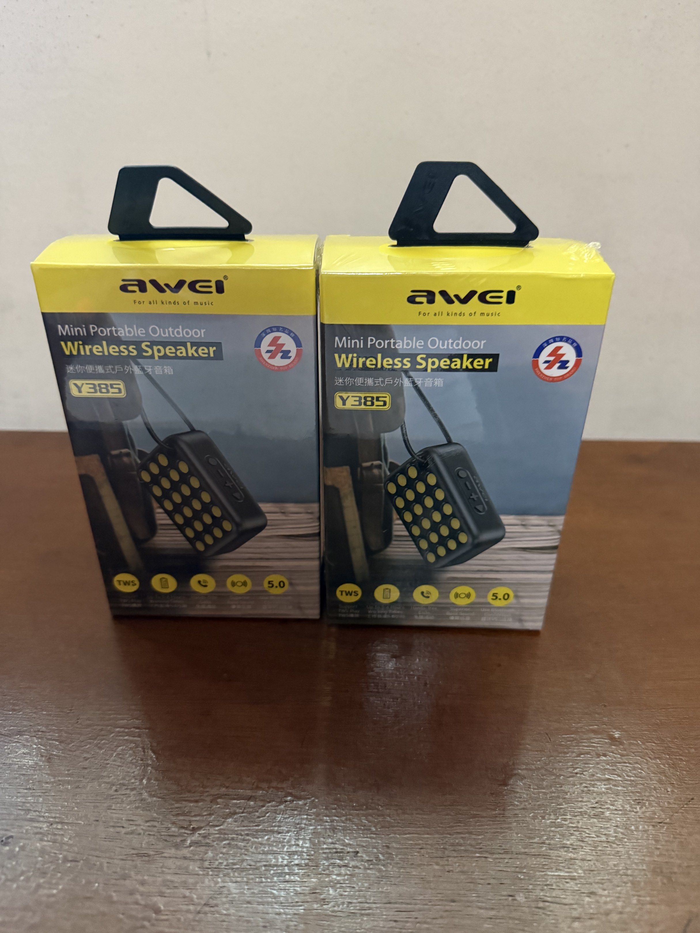 Awei Y385 Mini Portable Outdoor Wireless Speaker (Category: Soundbars, Speakers & Amplifiers) located in Bacoor. Submitted by swiftbird-8163bf (Listing ID 1421300813, Image 1). Description: - Awei Y385 Mini Portable Outdoor Wireless Speaker - Designed for outdoor use - Portable with a built-in handle - Bluetooth 5.0 - Supports TWS (True Wireless Stereo) - See box for design and features.