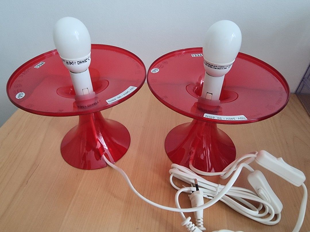 Bundle: Ikea Red Table Lamps with Bulbs, Furniture & Home Living ...