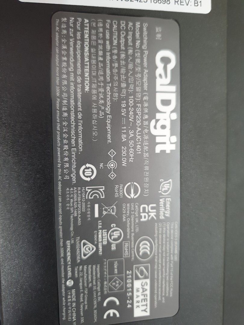 CalDigit Thunderbolt 3 Dock Power Adapter65561372700290110