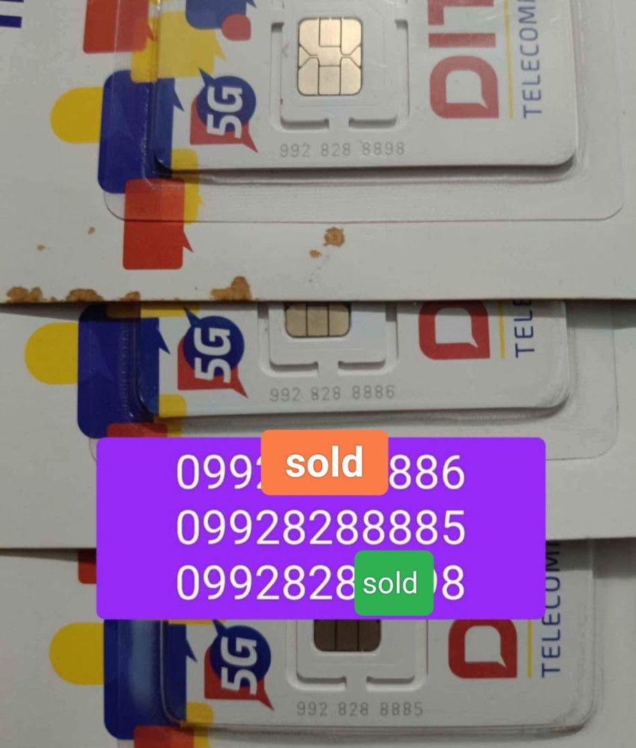 DITO SIM Card Vanity Special Number (Category: Sim Cards) located in Manila. Submitted by seligrac (Listing ID 1421409053, Image 2). Description: -Sealed. Brand new. Good for business number and Billboard. Dito Telecommunications Dito Sim Powered by: 4G and 5G SIGNAL only (NO MORE old schoold 2G&3G) DITO SIM cards for sale. - New SIM cards available. - Available numbers: - 0991.4666333 - 09928288885 - 09916981888 - Message me for inquiries..