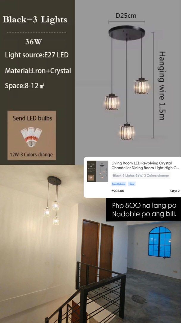 Drop light for stairs (Category: Lighting) located in Lipa City. Submitted by espasyokulayatbp (Listing ID 1421351179, Image 1). Description: Nadoble po bili ko 🙃.