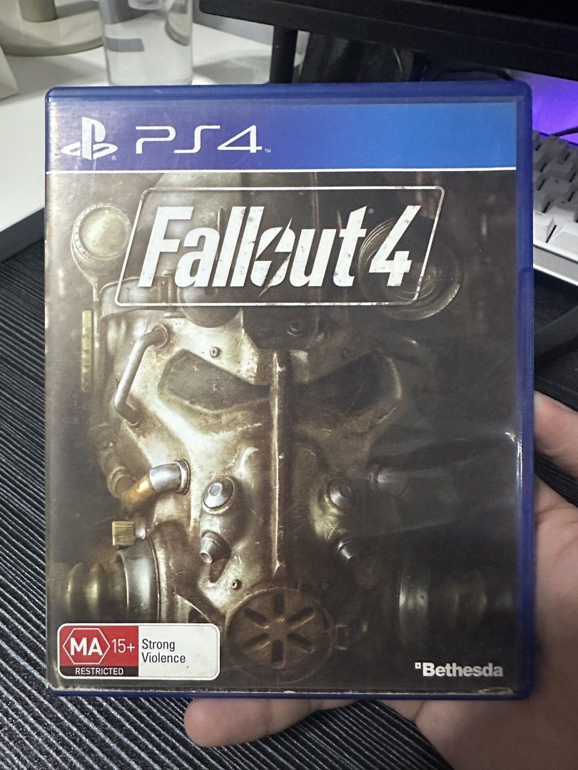 Fallout 4 - PS4 Game (Category: PlayStation) located in Quezon City. Submitted by tatuz04 (Listing ID 1421344442, Image 1). Description: - Fallout 4 for PlayStation 4 - Includes game disc and case - Case features "MA 15+ Strong Violence" rating - Published by Bethesda - Features Dolby Digital audio - Rated 18.
