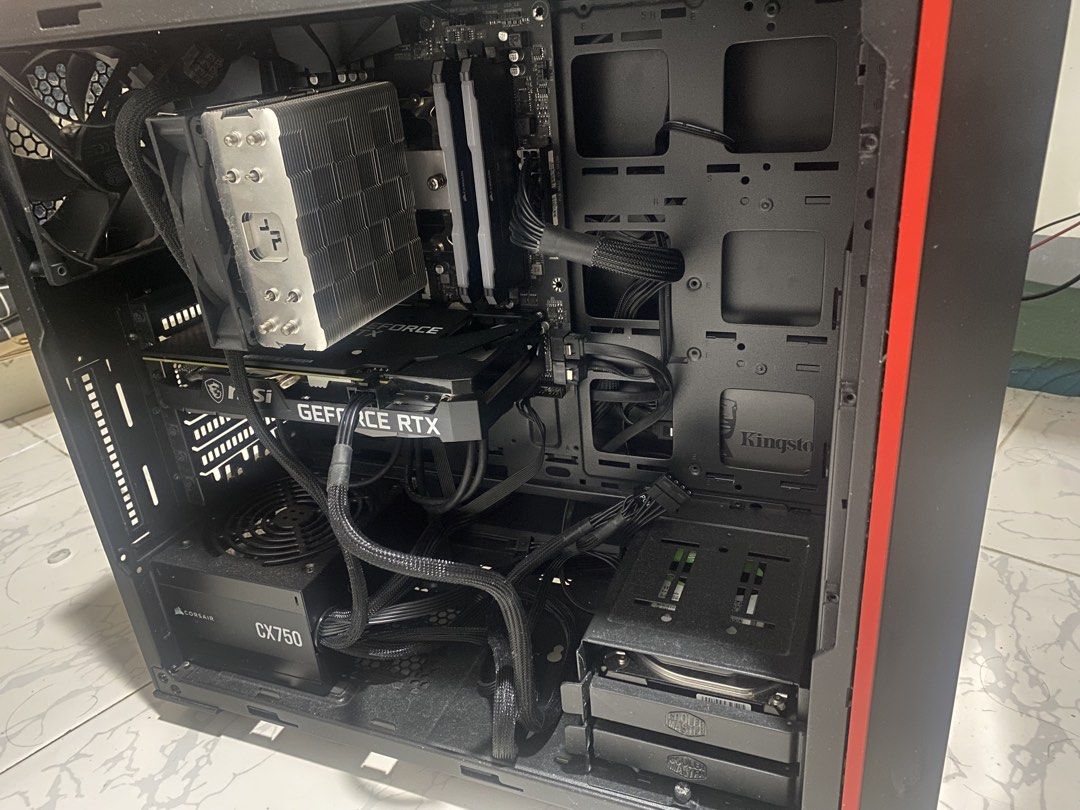FOR SALE GAMINH PC (RUSH!!) (Category: Desktops) located in Manila. Submitted by saoirselovespancake (Listing ID 1421433849, Image 1). Description: rush!! negotiable FOR SALE GAMING PC MOBO - B550m Aorus pro CPU - AMD Ryzen 5 3600 GPU - MSI RTX 3060 ventus 2x - COOLER - DeepCool AG400 PSU - Corsair CX750 RAM - Corsair Vengeance rgb pro 16gb ddr4 3200hmz HHD 1TB SSD 128gb - bios SYSTEM UNIT - MasterBox 5 MSI Edition MONITOR - MSI Optix G24C4 144Hz