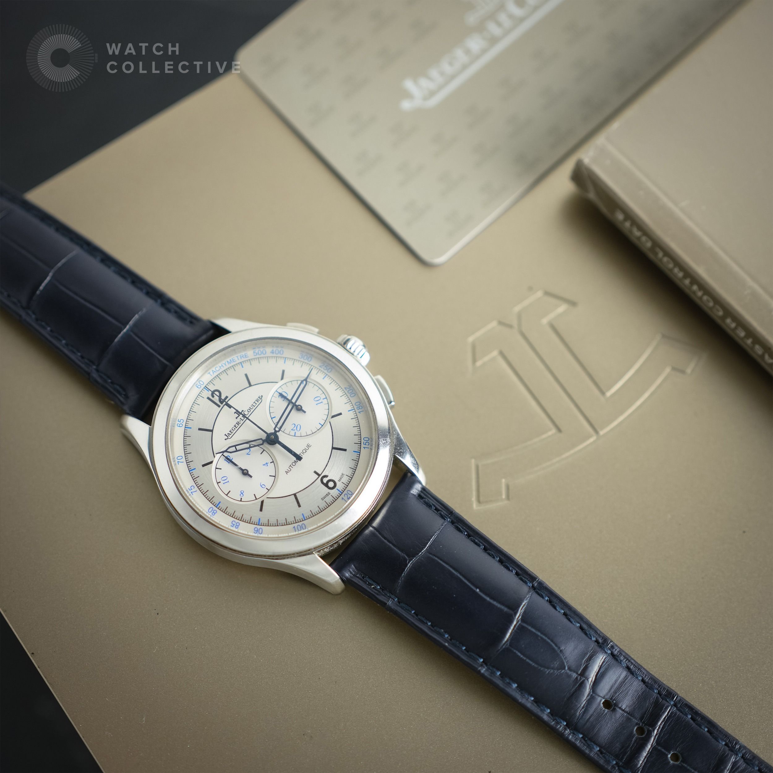 📦FULL SET📝 Jaeger-LeCoultre Master Chronograph Stainless Steel 40mm Automatic Q1538530 (Category: Watches) located in Singapore. Submitted by watchcollective (Listing ID 1421341457, Image 1). Description: Jaeger-LeCoultre Master Chronograph Stainless Steel 40mm Automatic Reference Number: Q1538530 Condition: Lightly Used Comes with: Complete Set Size: 40mm Case Material: Stainless Steel Strap Material: Leather Strap Dated: April 2019 SKU: JL-W4