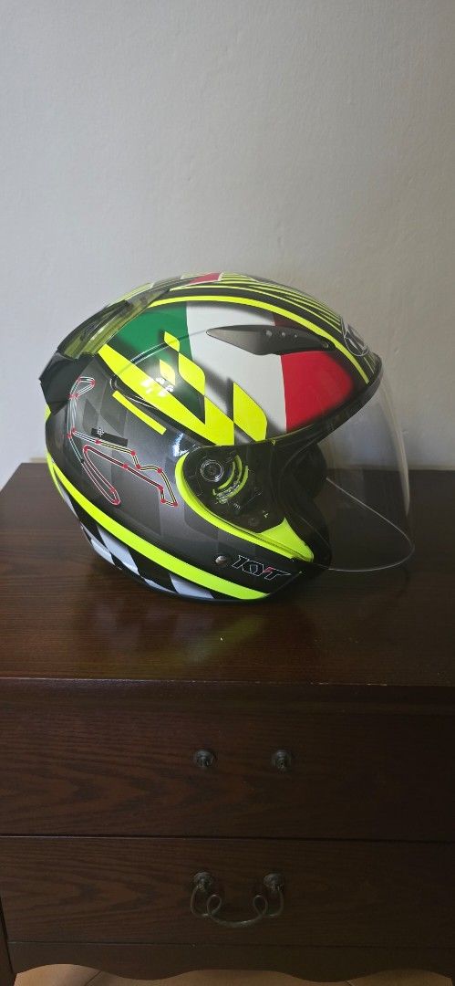 Helmets (Category: Motorcycle Apparel) located in Singapore. Submitted by hamidahh79 (Listing ID 1421379779, Image 3). Description: 2 motorcycle KYT brand of helmet to sell away. 1 is fairly use and the other is as good as new. $50 for each. Not for fussy. *scammers stay away.