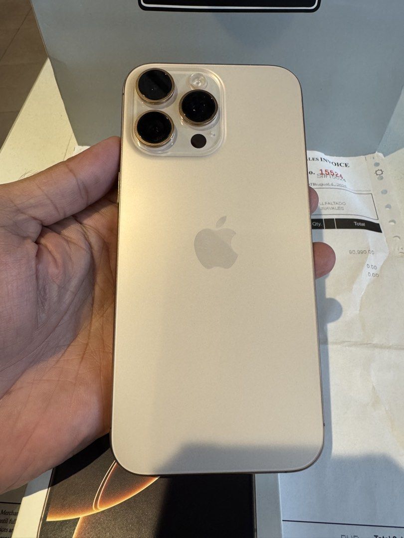 Iphone 16 Pro Max 256gb FU NTC 100% bh (Category: iPhone 16 Series) located in Mandaluyong City. Submitted by better_call_sole_ph (Listing ID 1418619149, Image 3). Description: Iphone 16 Pro Max 256gb Dessert Titanium Complete with Orig box orig cord Cases Powermac Purchased with receipt Warranty Until aug 2026 100% batthealth ( 201 cc only ) no issue no dents no scratches brandnew condition unli check upon meetup open for swap plus cash Mandaluy