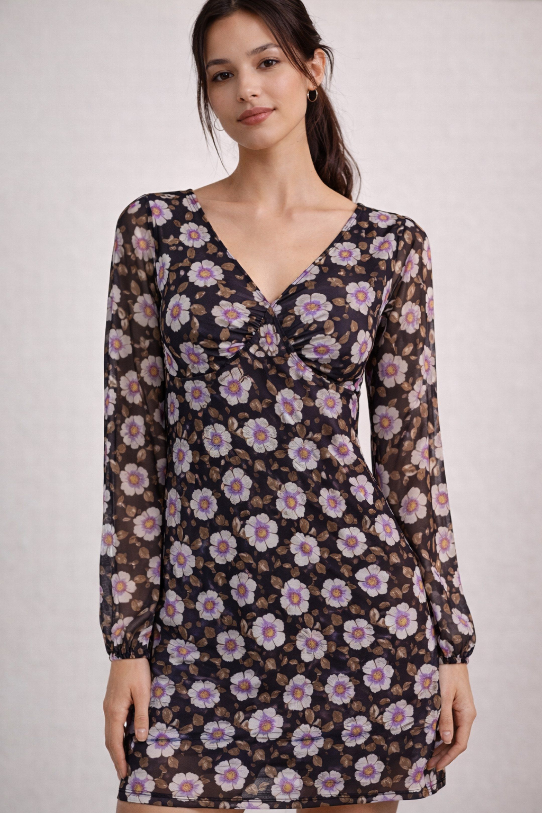 Just G Floral Dress - Medium (Category: Dresses) located in Las Pinas. Submitted by gelds (Listing ID 1421345305, Image 1). Description: - Just G floral dress - Size: M - Design: V-neck, long sleeves, fitted - Material: Sheer mesh over black lining - Flattering shape - Suitable for various occasions.