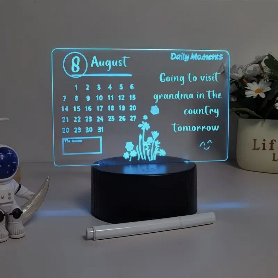 LED Calendar Message Board Night Light, Furniture & Home Living ...