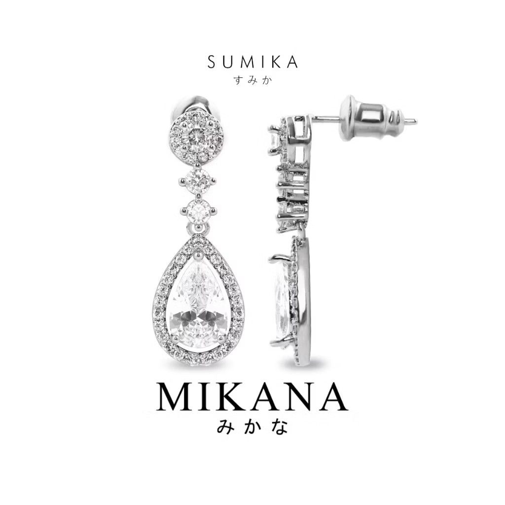 MIKANA White Gold Plated Dangling Earrings (Category: Earrings) located in Pasay City. Submitted by declutter_j (Listing ID 1421424963, Image 1). Description: Used once. Comes with original packaging..