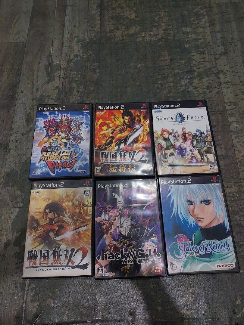 PlayStation 2 Games Bundle (Category: PlayStation) located in Quezon City. Submitted by jpnvintageonline (Listing ID 1421316962, Image 1). Description: - PlayStation 2 game bundle. - Includes:.hack//G.U., Tales of Rebirth, Dynasty Warriors 2. - All games are in Japanese. - Original cases and game discs included..