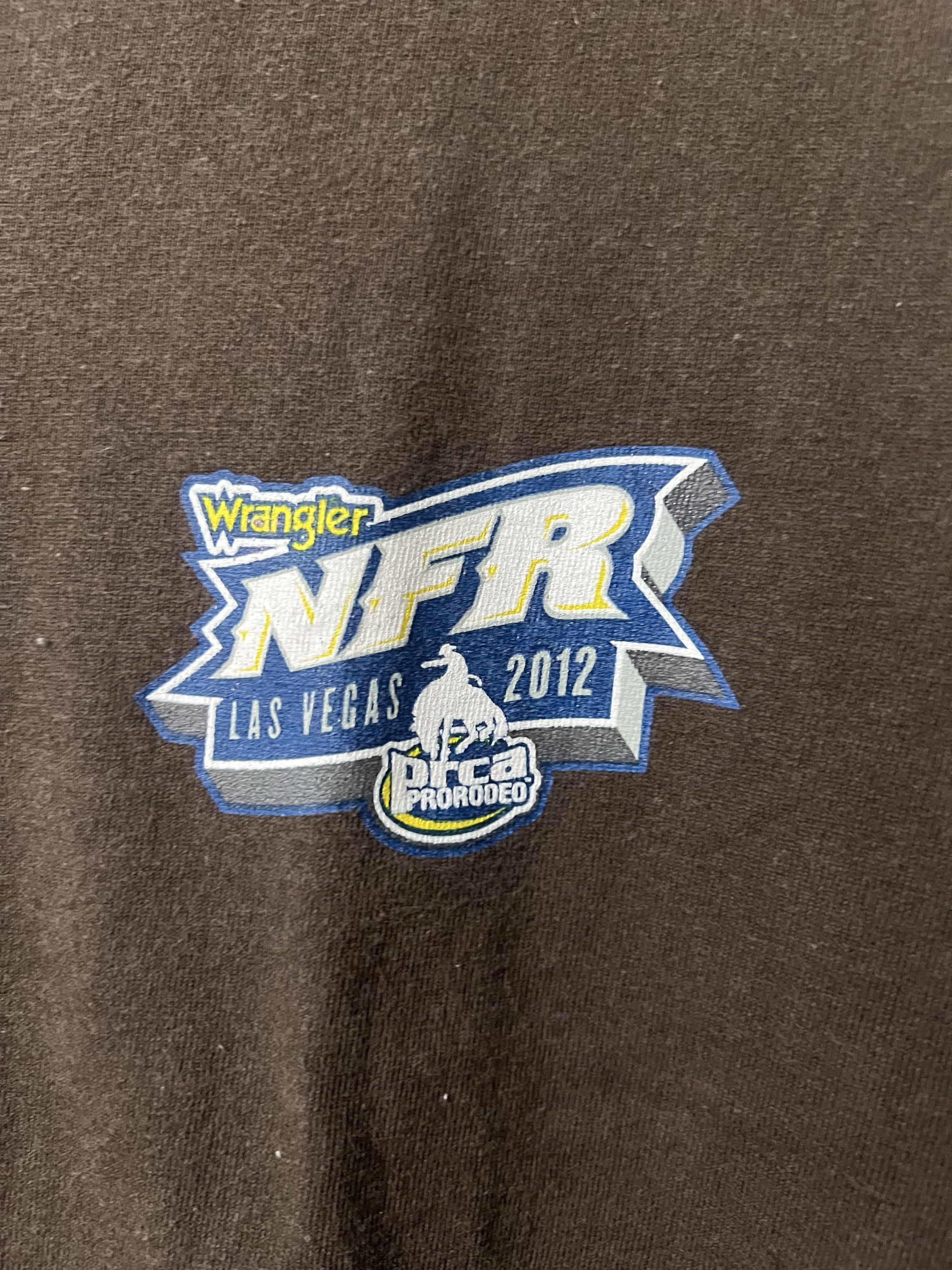 ProRodeo Gear NFR 2012 T-shirt (Category: Tshirts & Polo Shirts ) located in Pasay City. Submitted by chasss_09 (Listing ID 1421426368, Image 2). Description: - Brown ProRodeo Gear T-shirt from the 2012 National Finals Rodeo. - Features a small logo on the front. - Large graphic on the back. - Classic crew neck and short sleeves. - Official outfitter of the PRCA..