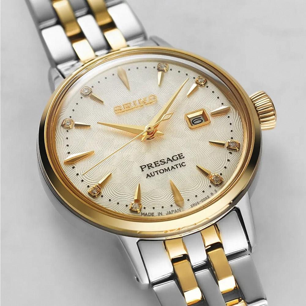 Seiko Presage SRE010J1 Automatic Two-Tone Watch (Category: Luxury Watches) located in Las Pinas. Submitted by watchdistrictph (Listing ID 1421442611, Image 1). Description: •Brand new •Original / Authentic •Complete with hang tag, guarantee booklet/card and box •1 year warranty 📌Payment Methods: Credit Cards, Bank Transfers BPI, BDO, GCASH 📌Shipping: LBC -COD/COP, Lalamove/Grab within MM 📌Meet up: SM Southmall, ATC, Festival Mall, Evia Mall, B